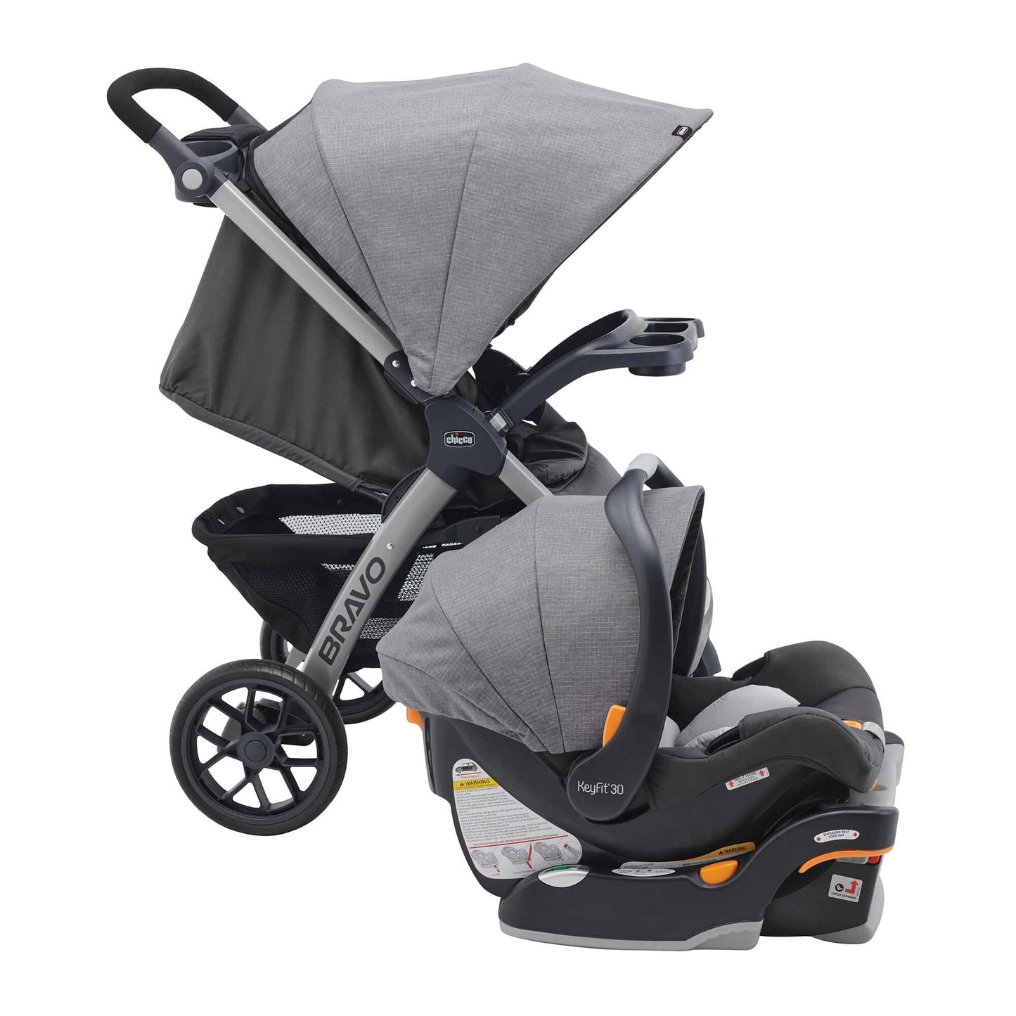 Chicco Bravo® 3-in-1 Trio Travel System, Bravo® Quick-Fold Stroller with KeyFit® 30 Infant Car Seat and Base, Car Seat and Stroller Combo | Parker