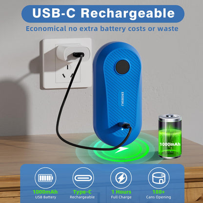 EROBSKJ Auto Electric Can Opener, Rechargeable Can Openers for Seniors & Arthritis, One-Touch Automatic Can Opener, Hands-Free, Smooth Edge, Compact,Small - Auto Stop，Blue