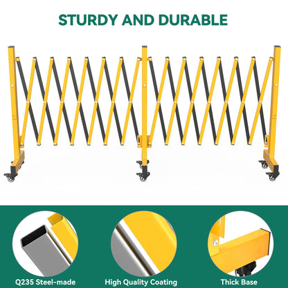 YITAHOME Metal Expandable Barricade Gate Outdoor, 16FT Folding Security Gate, Retractable Driveway Gate, Folding Safety Barricade