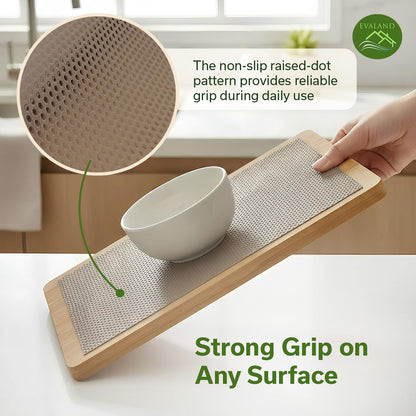 EVALAND Shelf Liners for Kitchen Cabinets Non-Adhesive 17.7" x 33 FT Beige Drawer Liner Non Slip, Washable Cabinet Liner, Waterproof Shelf Liners for Cabinets, Refrigerator Bathroom Pantry - Thickened