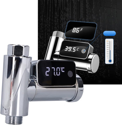 Fdit Instant-Read Shower Thermometer for Kids & Adults, G1/2 Faucet Thermometer with LED Digital Display for Home