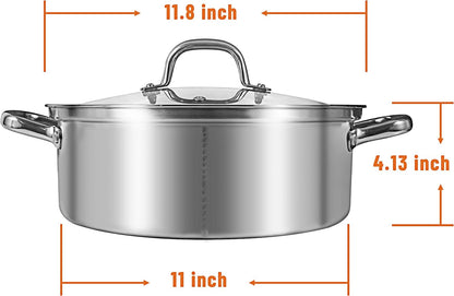 MyLifeUNIT Shabu Shabu Pot, 4.5 Qt 304 Stainless Steel Hot Pot with Divider, 11.8 Inches Soup Cookware