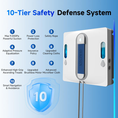 OUKESEN Window Cleaning Robot,9000Pa Sauction & 75N Cleaning Force with 4 Water Spray Support 5 Cleaning Modes & Remote Control,Window Cleaner Robot for Wet Cleaning Frame & Frameless Windows & Tiles
