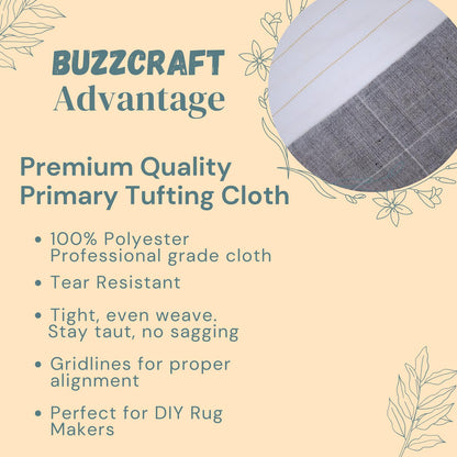 BUZZCRAFT Premium Large Primary Tufting Cloth for Rug, 80" x 80" Punch Needle Fabric, Monks Cloth, Gray, 6.6x6.6 feet