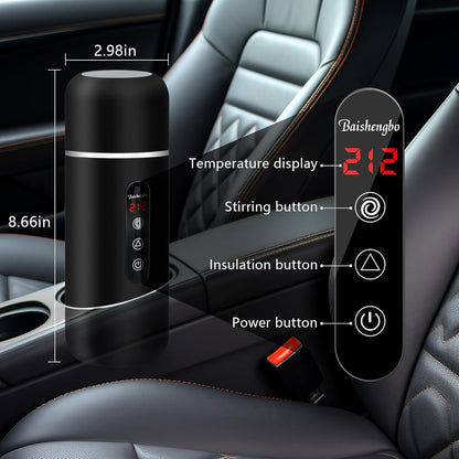12V/24V 420ML 304 Car Kettle, Portable Electric Travel Kettle & Stainless Steel Water Boiler with Built-in Magnetic