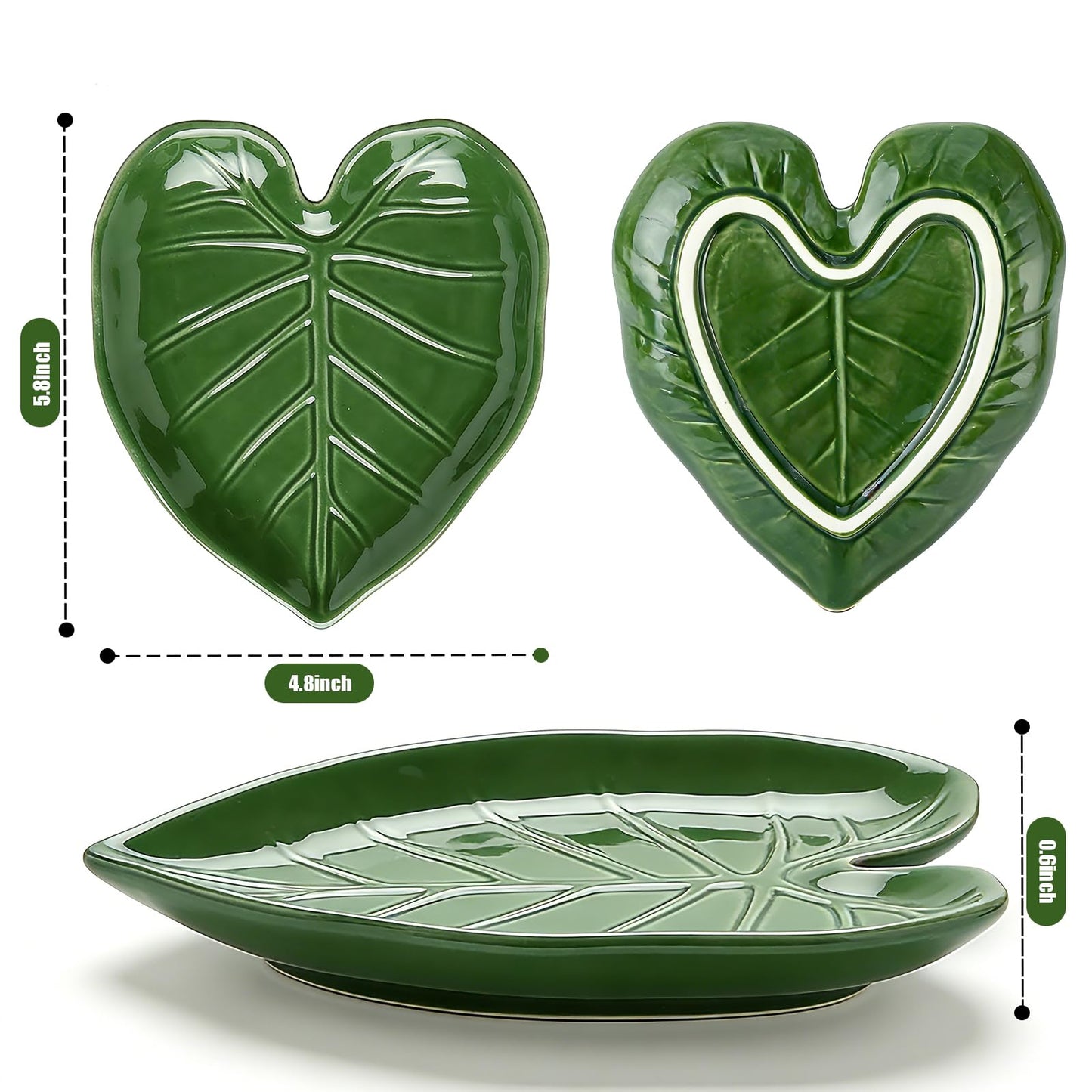Ceramic Spoon Rest for Stove Top and Kitchen Counter, Green Leaf Spoon Holder, Cute Cooking Spoon Rest, Heat Resistant Dishwasher Safe Kitchen Utensil Rest, Decorative Kitchen Decor