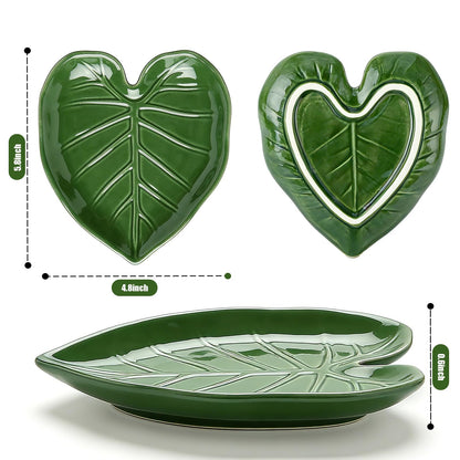 Ceramic Spoon Rest for Stove Top and Kitchen Counter, Green Leaf Spoon Holder, Cute Cooking Spoon Rest, Heat Resistant Dishwasher Safe Kitchen Utensil Rest, Decorative Kitchen Decor
