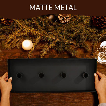 TELOSMA Advent Candle Holder - Matte Black Iron Tray for 4 Taper Candles | Perfect for Thanksgiving & Christmas Decor