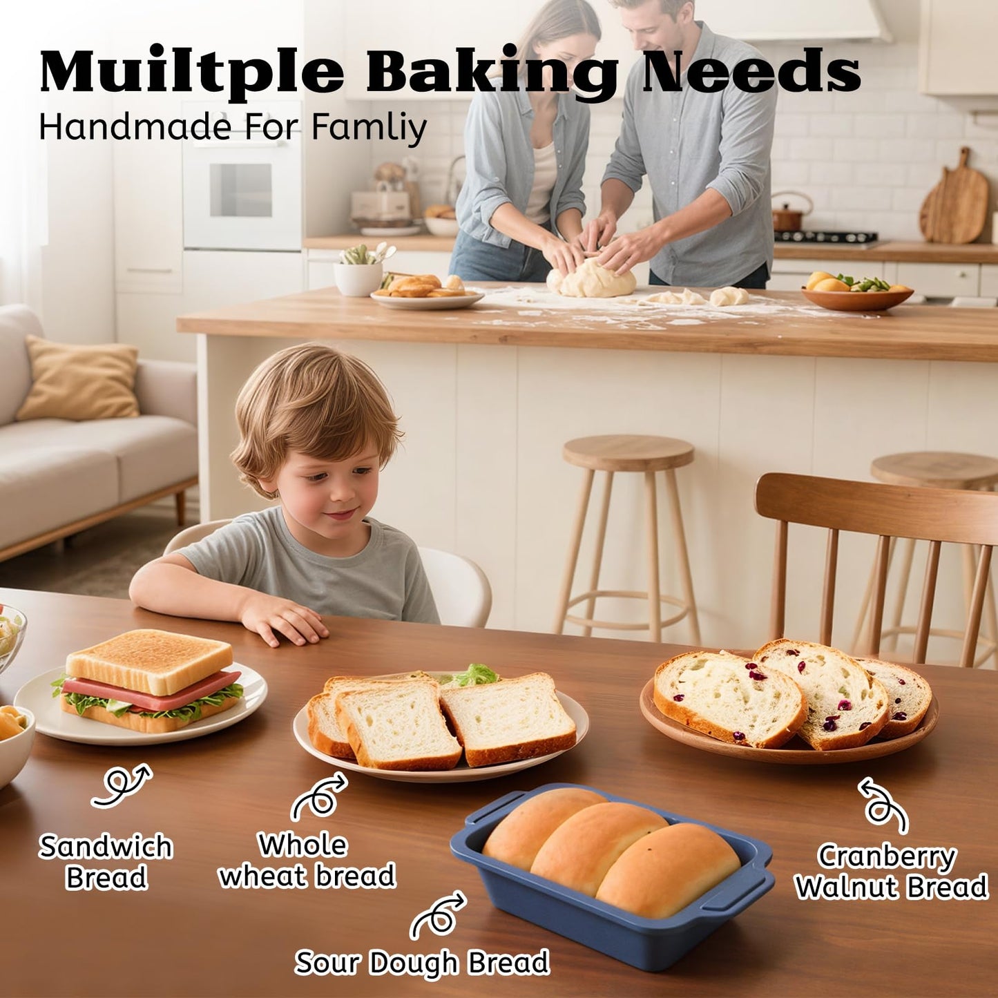Bread Pan for Homemade Bread：9.5 x 5 Inch Silicone Loaf Pan for Baking with Metal Frame - Nonstick Banana Loaf Tin Tray for Sandwich Sourdough Pumpkin Sour Dough - for Oven Kitchen Home Bakers