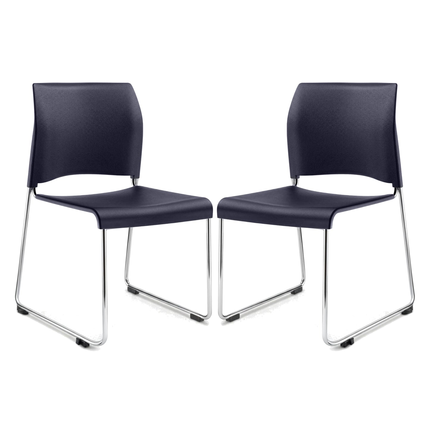 OEF Furnishings OEF8804-11-04/2 Commercial Stack Chair (Hard Plastic Seat and Back, Midnight Blue, Chrome Frame, 2-Pack)