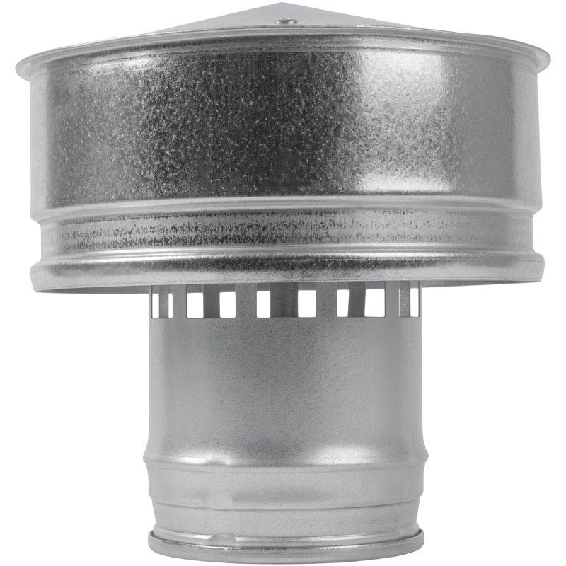 Vent Systems 4" Inch Round Roof Vent Cap – Galvanized Steel Chimney Rain Guard with Wind Shield – Heavy-Duty Weather-Resistant Protector Cap for Exhaust, Stove Pipe, Chimney - Outdoor Use