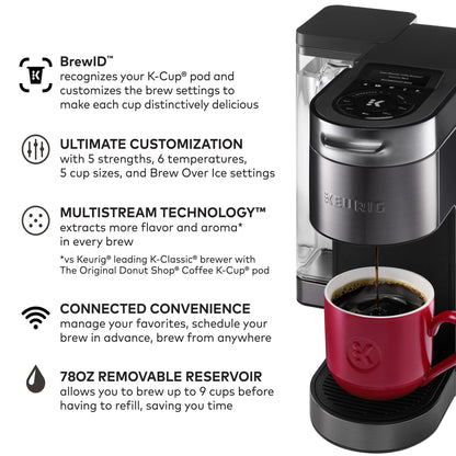Keurig K-Supreme Plus SMART Coffee Maker, Single Serve K-Cup Pod Coffee Brewer, BREWID and MultiStream Technology, 78 Oz, Black