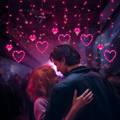 12 138 8 Valentines Day Decor, Pink Love Heart String Lights for Bedroom, Hearts LED Fairy Twinkle Lights with Remote