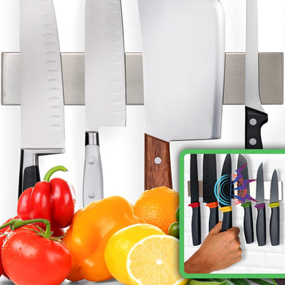 HMmagnets Premium 10 Inch Stainless Steel Magnetic Knife Holder For Wall - Professional Magnetic Knife Strip - Space-Saving Knife Rack/Knife Bar With Powerful Magnetic Pull Force (Upgraded Version)