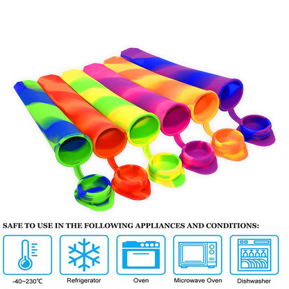 Helpcook Popsicle Molds,6 Pack Silicone Ice Pop Molds,Drip Free Popsicles Molds for Kids,Easy Release Ice Cream Maker Reusable DIY Pop Molds,BPA Free Freezer Tubes with Lids