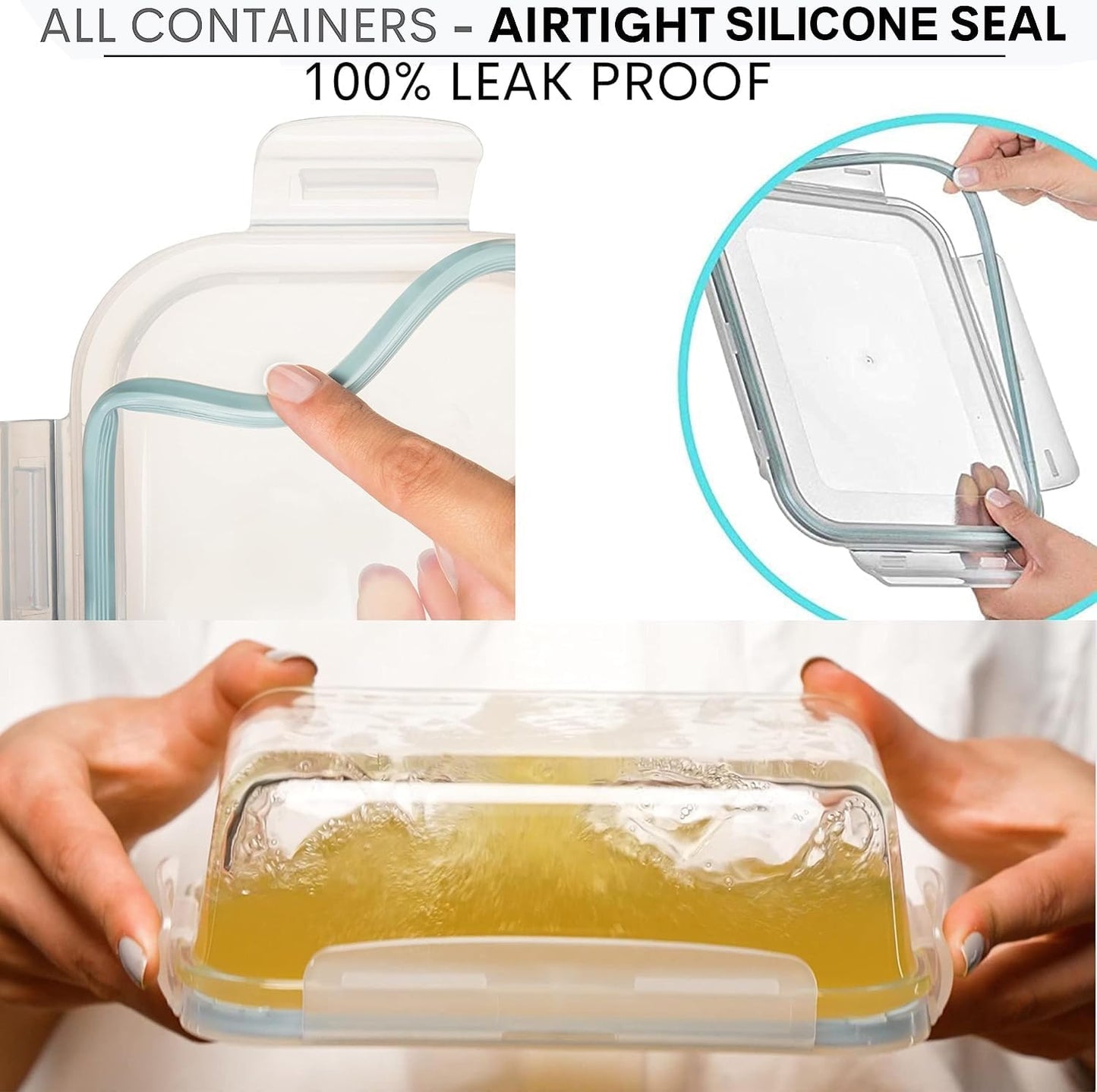 Razab 30 Oz Glass Meal Prep Containers - 16 Pc Set | Airtight, Leak-Proof & BPA-Free