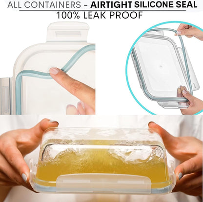 Razab 30 Oz Glass Meal Prep Containers - 16 Pc Set | Airtight, Leak-Proof & BPA-Free