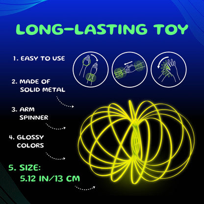 Mozi Glozi Geometric Magic Flow - Easy to Use 3D Spiral Toy, Glowing Spinning Bracelet for Children and Adults (Pink)