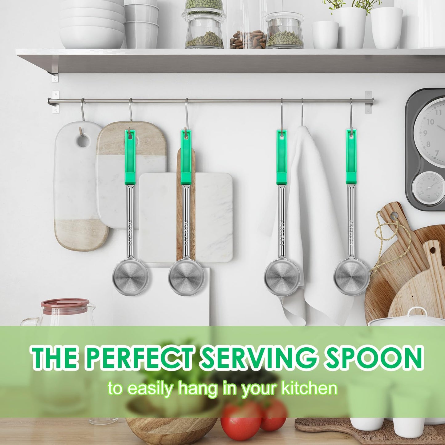 4 Ounce Solid Stainless Steel Portion Control Ladle Spoon - 4Pcs Pizza Sauce Serving Spoons Portion Ladle for Sauces, Perfect for Weight Watchers, Buffets, Parties