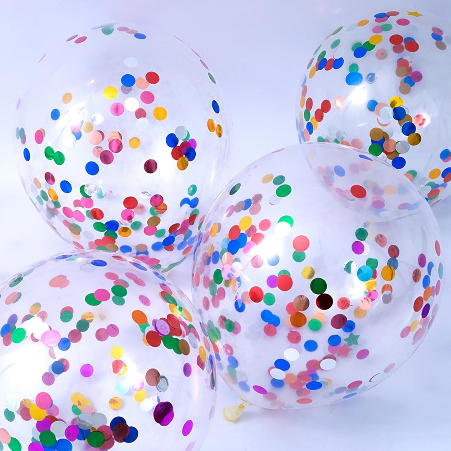 Rainbow Confetti Balloons, 25 Pcs Thickened 12 Inch Clear Latex Balloons with Colorful Confetti for Graduation,