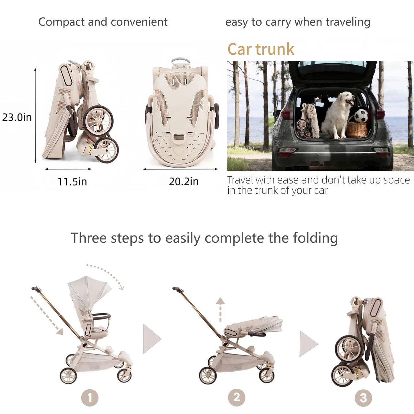 Lightweight Folding Stroller Wagon for Baby & Toddler Travel, 360° Reversible Seat, Adjustable Canopy with Storage Basket, Airplane-Friendly Compact Umbrella Stroller