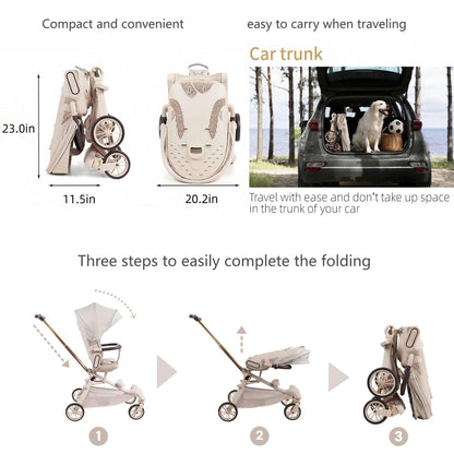 Lightweight Folding Stroller Wagon for Baby & Toddler Travel, 360° Reversible Seat, Adjustable Canopy with Storage Basket, Airplane-Friendly Compact Umbrella Stroller