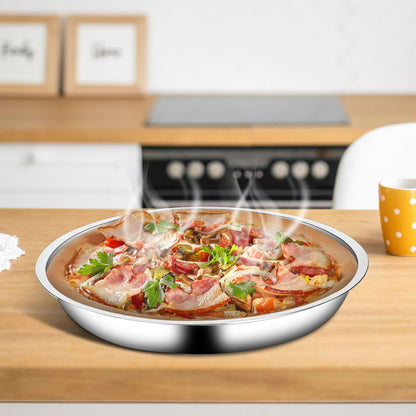 Vin Beauty 4 Pack 13 Inch Deep Dish Pizza Pan Stainless Steel Round Pizza Tray for Oven, Deep Dish Metal Stainless Steel Pie Pan Baking for Oven Cookie Cake, Dishwasher Safe