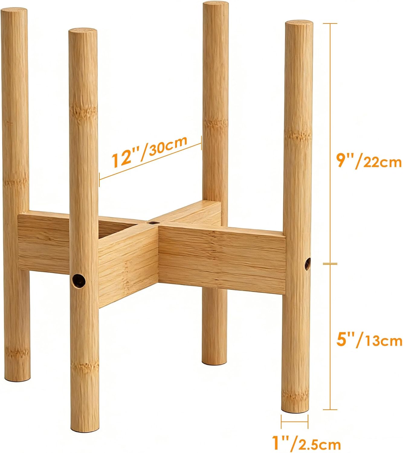 12 Inch ALIGADO Bamboo Plant Stand Indoor, for Up to Pots, Built to Fit Corners, Sturdy & Stable Design, Natural Wood