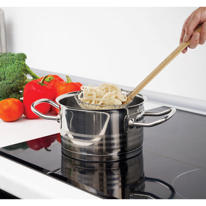 Helen's Asian Kitchen Spider Strainer, 5-Inch Stainless Steel Mesh Basket With Bamboo Handle, For Noodles, Dumplings, Wontons, Deep Frying, And Draining Tasks