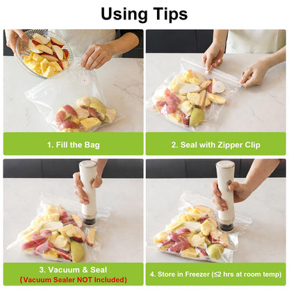 TomCare Vacuum Sealer Bags for Food: 50 PCS with 6 Clips - 12x19”(XL, 10PCS) 12x13”(L, 20PCS) 10x11”(M, 20 PCS) Reusable Vacuum Seal Bags Food Storage Vacuum Bags for Sous Vide Freezer Microwave