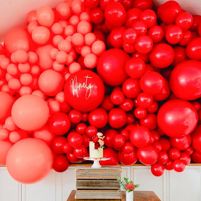 PartyWoo Red Balloons - 100 Pcs Matte Latex Balloons in Various Sizes for Party Decor | Perfect for Garlands & Arches