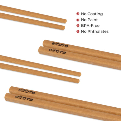 Elihome Premium Wood Fiber Chopsticks, Dishwasher Safe, Heat Resistant, Reusable Japanese Chinese Chopsticks, 26cm/10.25inch, Natural, 5 Pair