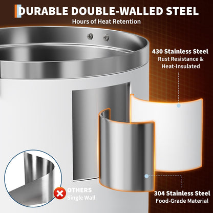 80 Cups Large Coffee Urn with Double Wall Insulation, 12L/3.2 Gallon Stainless Steel Commercial Electric Coffee Maker with Hot Drinks and Hot Water, for Weddings, Parties, Catering, and Buffets