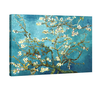 Wieco Art Framed Wall Art Canvas Prints of Almond Blossom by Vincent Van Gogh Paintings Reproduction Abstract Artwork for Wall Decor Golden Frame