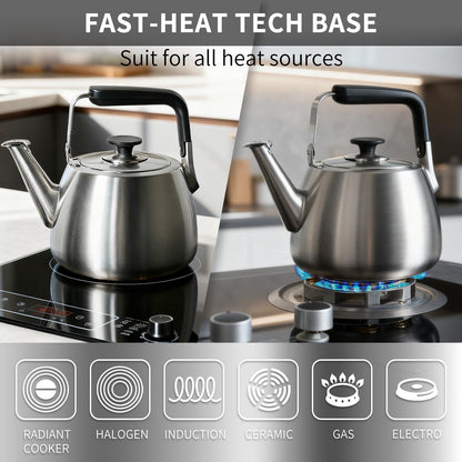SADOMAIN Tea Kettle, Whistling Stovetop Tea Kettle, Large Capacity Teapot Suits for All Heat Source, Professional Fast Heat Technique Teapot with Thick Body and Bottom, Durable and Sturdy Tea Pot