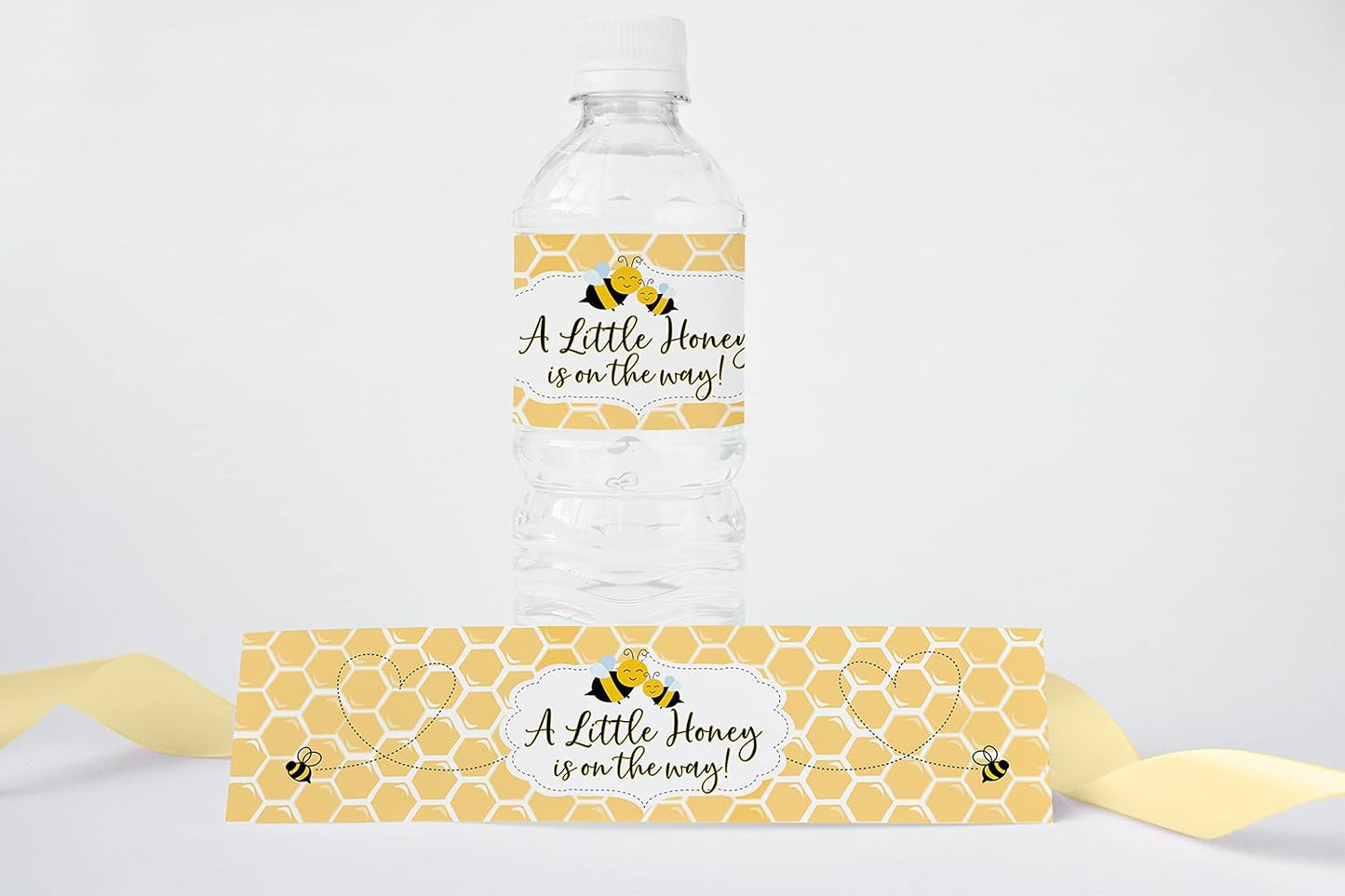 25 Your Main Event Prints Mom to Bee Baby Shower Bottle Wraps - Yellow Neutral Water Bottle Labels - Perfect Decoration