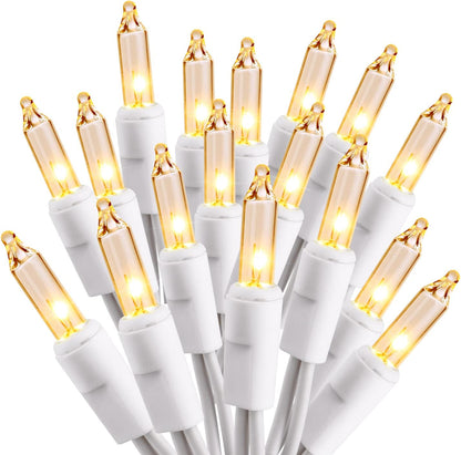 21.63ft 100 Count 120V ODEETRONIC Incandescent Christmas Lights, Clear Christmas Mini Lights Connectable, UL Certified