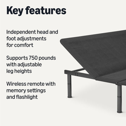 Amazon Basics Adjustable Metal Platform Bed Base with Wireless Remote Control, Queen