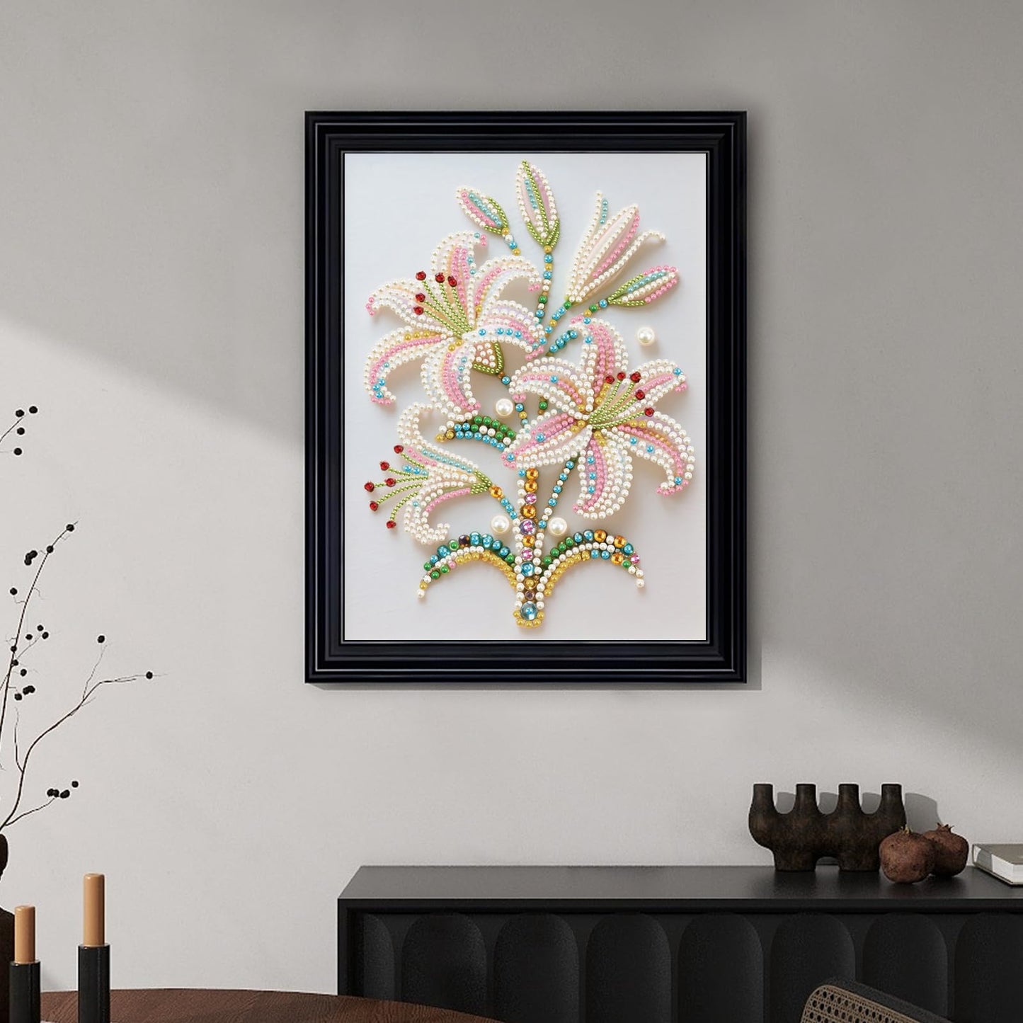 WSLWXSHM Pearl Diamond Painting Kits for Adults Lily, 5D Special Shape Diamond Art Kits for Beginners, Crystal Rhinestones Diamond Painting for Home Wall Decoration Gift 12×16inch/30×40cm Flower