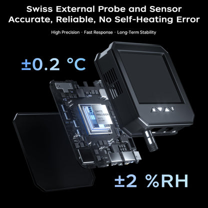 Ethernet Server Room Temperature Monitor (Swiss Sensors) PoE Server Rack Temperature Humidity Sensor with Web Interface, SNMP Modbus MQTT Support, Dual Power, IP55, Data Logging, Alarm & Relay Output