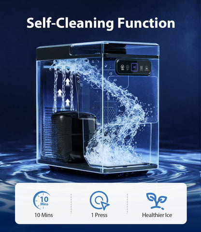 SenCre Nugget Ice Maker 40lbs/Day, Countertop Ice Maker Soft Chewable Ice, Ice Makers One-Click & Self-Cleaning, Crushed Pellet Ice Machine with Scoop&Basket for Home/Kitchen/Office, Stainless Silver
