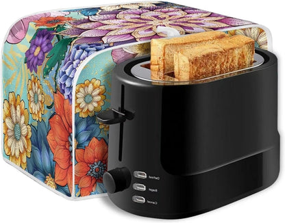 Toaster Covers for Most Standard 2 Slice Toasters, Kitchen Appliance Dust Cover with Mandala Flower Design