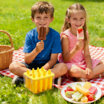 Jeniulet Popsicles Molds with Lid and Bin 9 Pieces Reusable Easy Release Entire Homemade Popsicle Molds Odorless Ice Pop Maker BPA Free