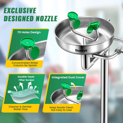 Huanyu Eye Wash Station with Shower + Stand Up Eye Wash Station (1101 * 1) +(1207-1 * 1）