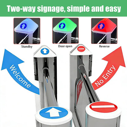FRANREADER Public Entrance Automatic Turnstile with Radar Sensing - 90° Swing Gate for Transportation Hubs & Retail, Featuring Reverse Alarms & LED Indicators, One-Way Entry Access Control System