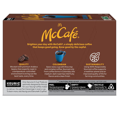 McCafe Colombian Coffee K-Cup Pods - Medium Roast, 60 Count (6 Packs of 10) for Keurig