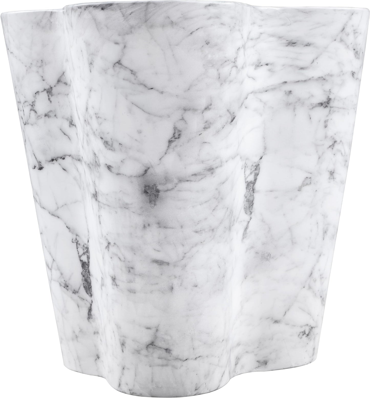Meridian Furniture 99033White-ET Monza Collection Art Deco Marble Finish Indoor/Outdoor Concrete End Table, 21" W x 18.5" D x 22" H, White