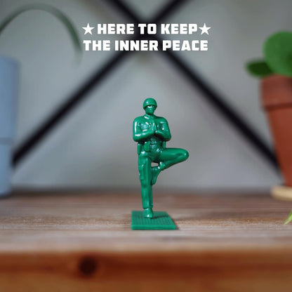 Yoga Joes Series 1 Green Toy Soldiers, Set of 9 Army Men Yoga Pose Figurines for Home or Office Decor
