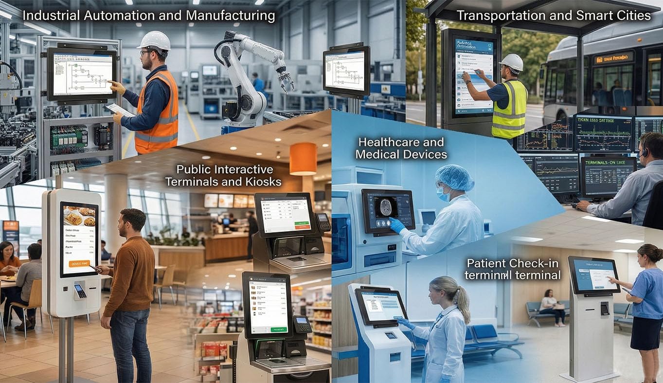 RIUIIN 10.1 Inch Industrial Open Frame Touch Monitor, 10-Point Multi-Touch Industrial Display,1280x800 Resolution Waterproof,VESA+Panel Mount, for Kiosk, Automation, POS,Vending.