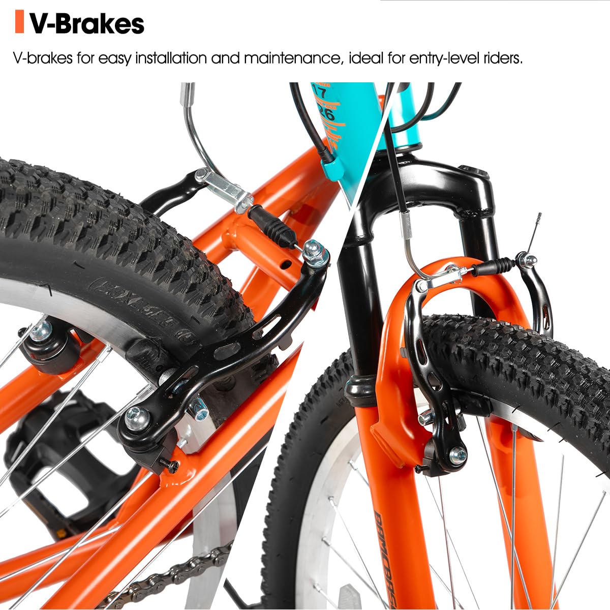 HH HILAND Full Suspension Mens Mountain Bike, 18 Speed, 26 Inch Wheel, Dual V Brake Bike for Men Womens Adult Bicycle